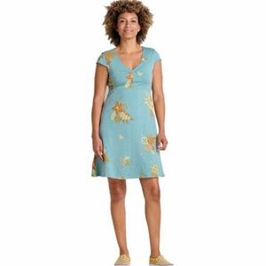 Toad&Co Amelia Mineral Floral Print Rosemarie Cap Sleeve Mini Dress Boho Size XL